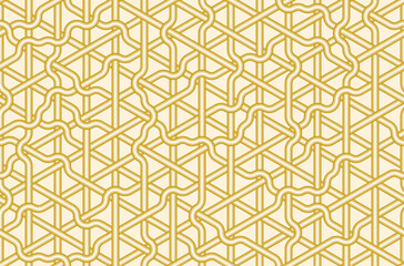 Seamless pattern of tangled tubes. Hexagonal Truchet, creative coding computational design. Compatible with all versions of Illustrator CC.