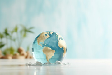 A globe with gold glitter on it