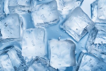 Ice cubes in the water. Macro, close-up winter background, wallpaper, banner