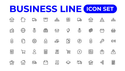 Business line icons set.Money, investment, teamwork, meeting, partnership, meeting, work success.Outline icon .