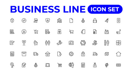 Fototapeta na wymiar Business line icons set.Money, investment, teamwork, meeting, partnership, meeting, work success.Outline icon .