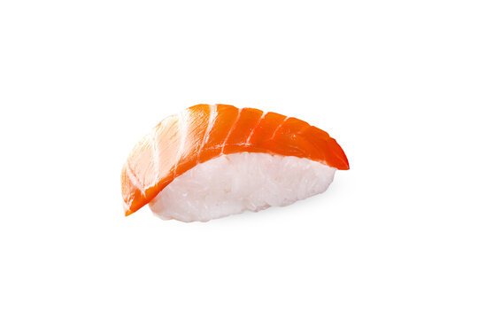 salmon nigiri on a white or png transparent background isolated