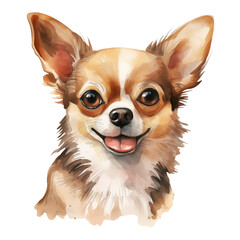 Obraz premium Chihuahua dog watercolor illustration pet png isolated on a transparent background, clipart 