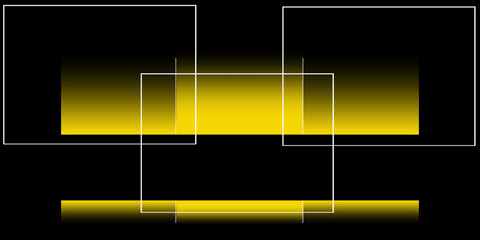 Abstract yellow and black background for design with lines and squares, 3d effect, Web banner, Wide, Panoramic, Texture, Geometric shape, Business