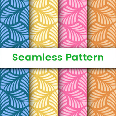 Set stylish seamless green leaf pattern for wall decoration, fabric and ornament