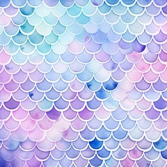 Blue-pink mermaid scales. Colorful fish tale. Underwater sea pattern. seamless . Perfect for print design for textile, poster, greeting card, wallpaper,invitation. Oil painting, gold glitter © Sasima