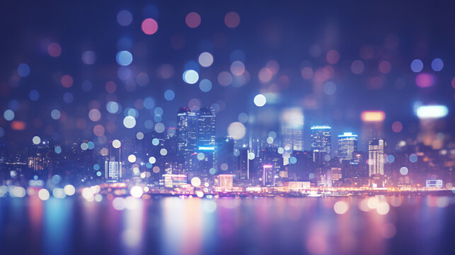 Bokeh city lights blurred background