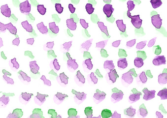 パープルやグリーンのドットが散らばった水彩テクスチャの背景イラスト