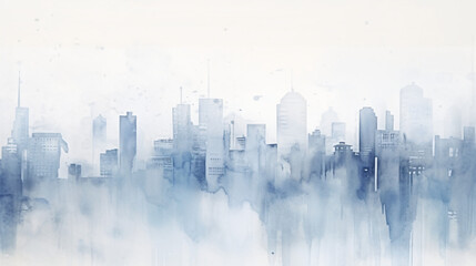 Fototapeta na wymiar City abstract watercolor in light gray and blue tone