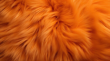 Light orange fur texture top view. Turquoise fluffy fabric winter coat background. Abstract wallpaper textile surface