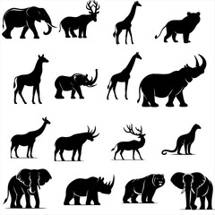 animal silhouettes ,zoo silhouettes.