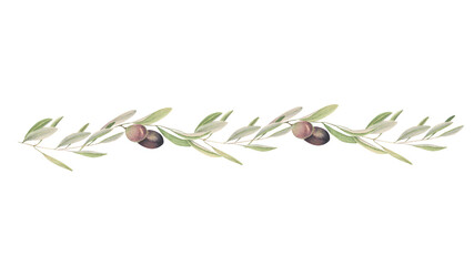 Watercolor banner with olive branches