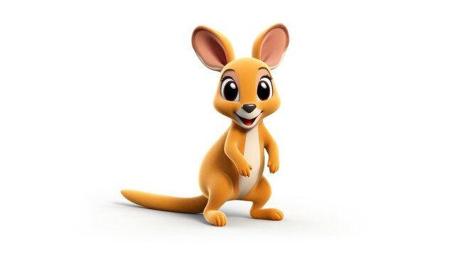 3d rendered cute kangaroo cartoon isolated on white