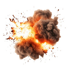 A fiery explosion of a nuclear bomb with a sparks  - obrazy, fototapety, plakaty