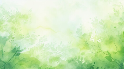 Fototapeta na wymiar Green watercolor foliage abstract background.