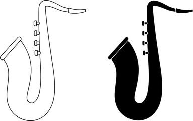 side view saxophone icon set