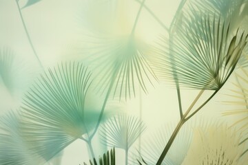 Delicate green background made of branches of tropical compound leaves