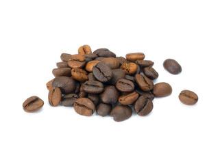 Group of coffee beans isolated on white background