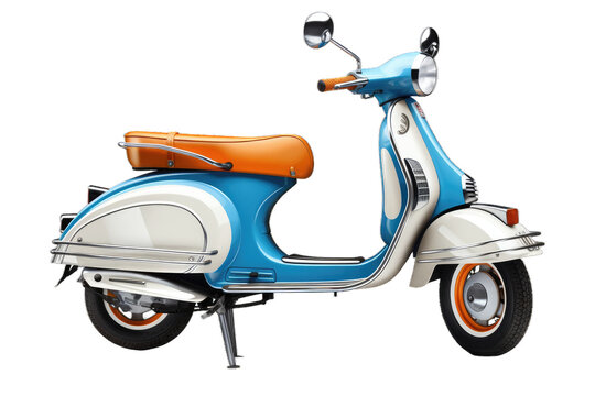 The scooter has a classic and elegant design featuring smooth curves and minimalistic features