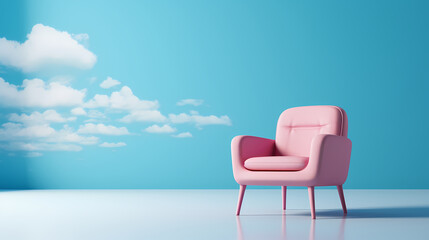 Naklejka premium Pink chair isolated in blue room