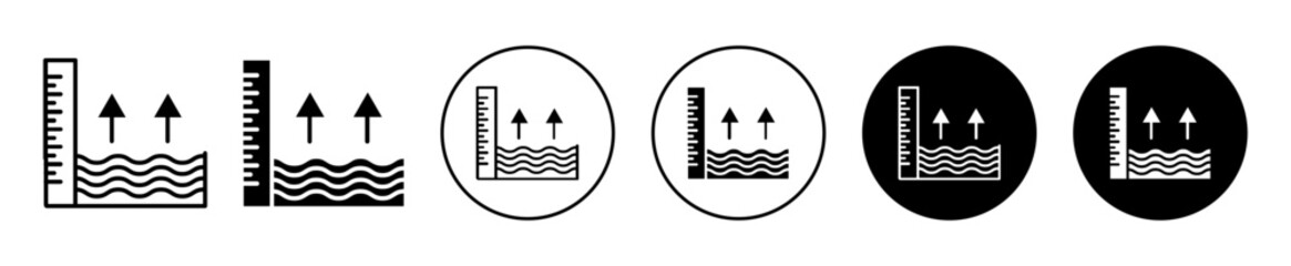 rising sea level measurement scale icon illustration vector logo
