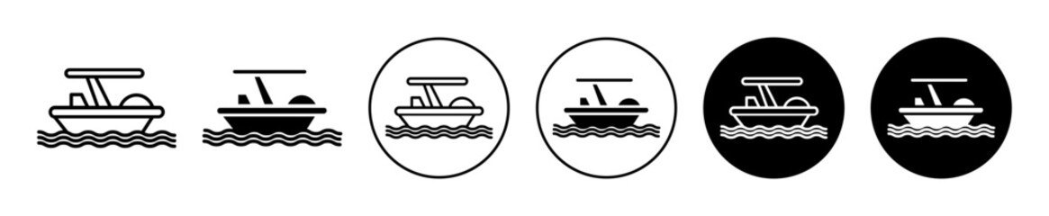 pedalo water boat icon logo. led foot peddle ship boat ride symbol or vector line art set