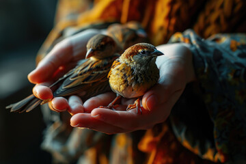 Kleine Vögel auf der Hand