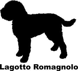 Dog  Lagotto Romagnolo silhouette Breeds Bundle Dogs on the move. Dogs in different poses.
The dog jumps, the dog runs. The dog is sitting. The dog is lying down. The dog is playing
