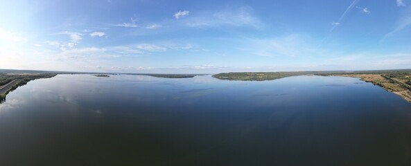 An infinitely large lake on a sunny day in Russia.