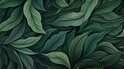 A sophisticated leafy pattern in abstract form, with intricate details and a balanced color palette, suitable for an elegant background Ai Generative - obrazy, fototapety, plakaty