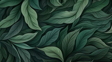 Poster A sophisticated leafy pattern in abstract form, with intricate details and a balanced color palette, suitable for an elegant background Ai Generative © SK