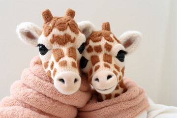 Giraffe Toy With A Knitted Scarf
