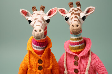 Giraffe Toy With A Knitted Scarf
