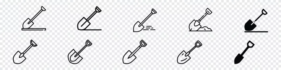 Poster Shovel Icon, Garden Shovel icon, Hand garden shovel icon. Outline hand garden shovel vector icon, Shovel icon flat. Digging with garden shovel vector icon, Shovel in dirt vector icon © MdAtaurRahman