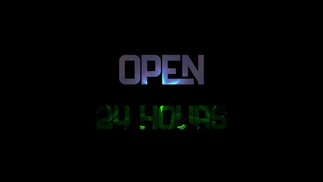Open Sign Background Seamless Looping 4k animation of a open sign coloring for night storefront, restaurant, motel and night business. Open sign at restaurant exterior 4k.