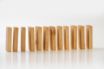 A row of wooden blocks
