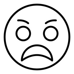 Angry Face Line Icon