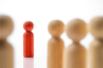 Closeup view crowd of wooden figures