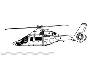 Airbus Helicopters H160M. Medium utility helicopter. Side view. Image for illustration and infographics.