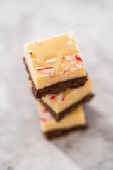 Homemade candy cane fudge