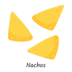 Nachos. Mexican chips, street fast tasty food. Vector illustration.