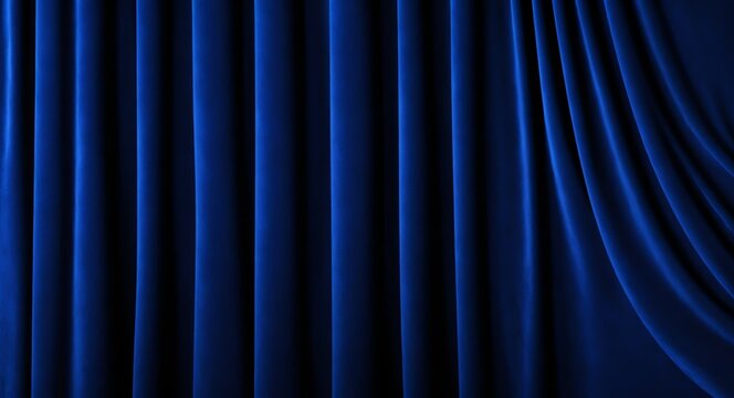 Dark blue velvet curtains texture background from Generative AI