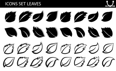 Obraz premium A set of leaves on a white background, for logos, designs, for the symbolism of the green planet