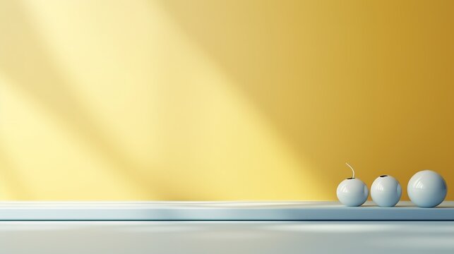 Yellow template for products. Platform for product showcase on isolated yellow background.