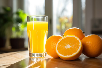 Freshly Squeezed Orange Juice and Oranges.