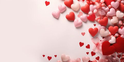 Beautiful background with hearts for Valentine's Day with empty space for text. Festive banner. Mockup