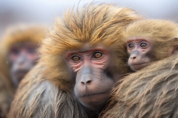 Fototapeta premium baboon group huddled for warmth
