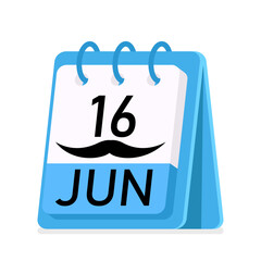 Calendar on a ring with the date June 16. Father's Day. Holiday. Vector illustration