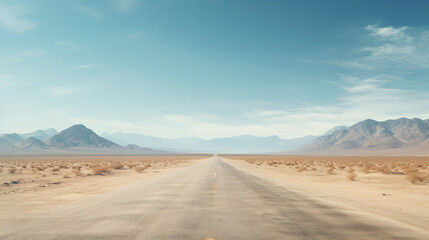 Fototapeta na wymiar Empty road in the desert depicting textures of asphalt