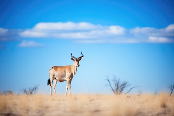 Naklejka na ściany i meble lone eland against backdrop of blue skies